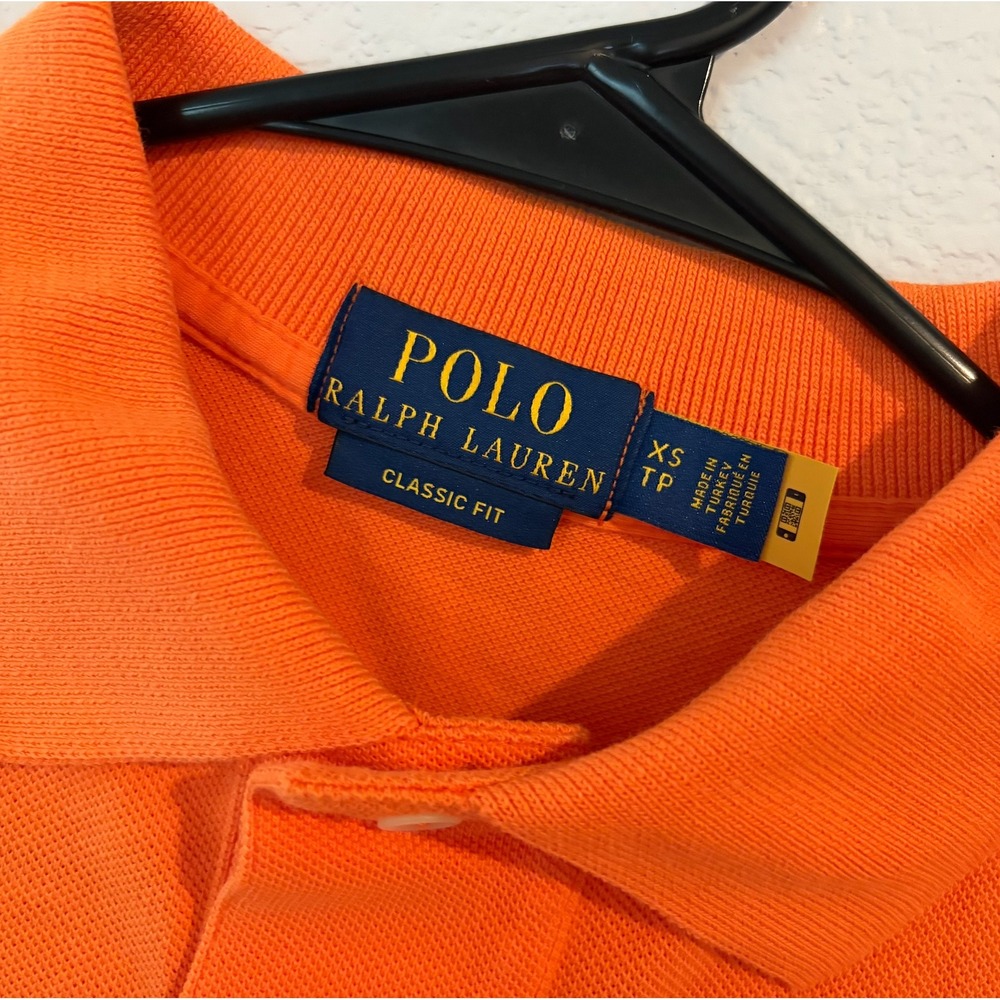 Polo Ralph Lauren Mens Classic Fit Orange Pique Polo Shirt Short Sleeve XS - Picture 4 of 5